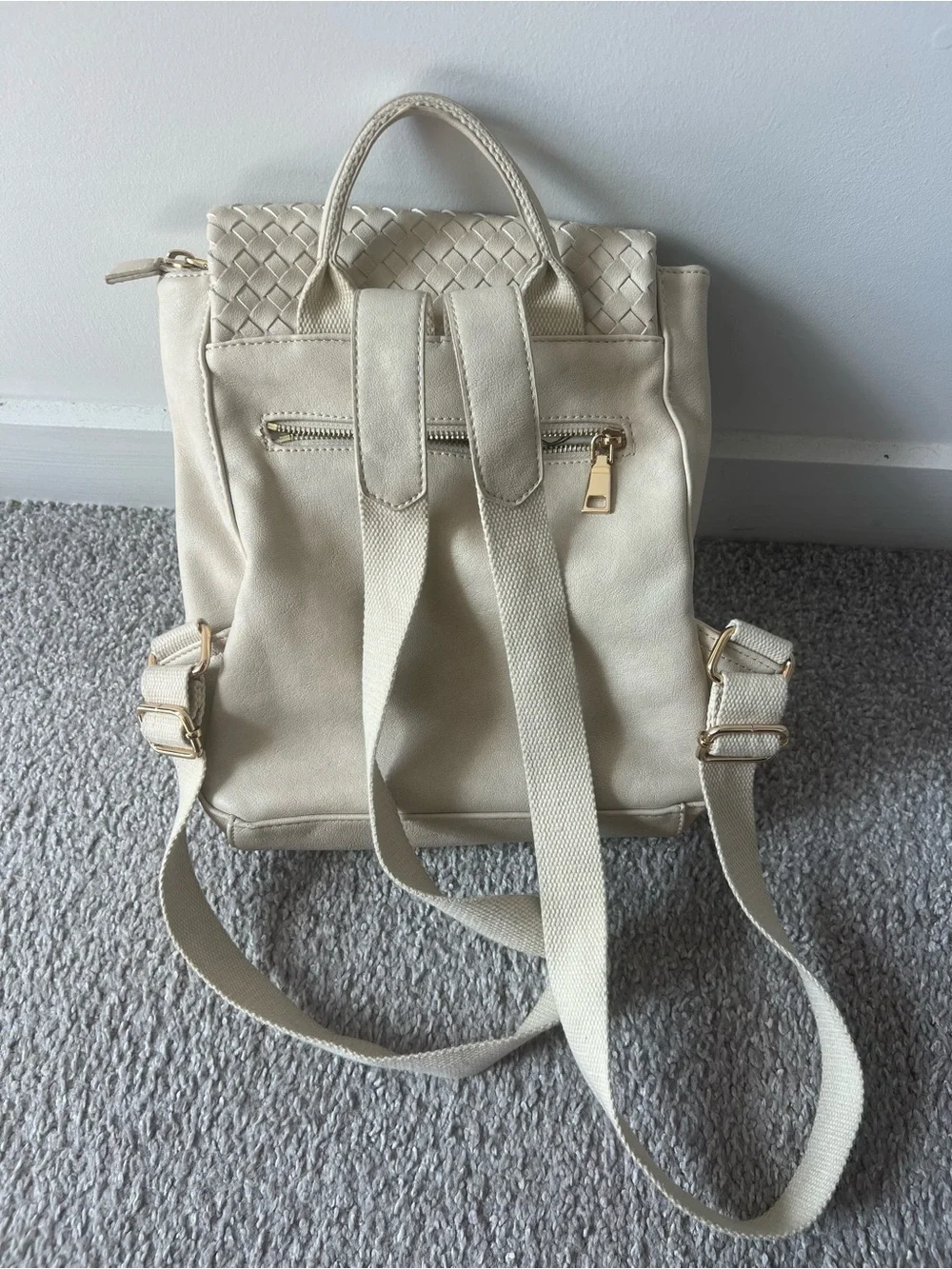 Moda Luxe Cream Woven-Texture Backpack